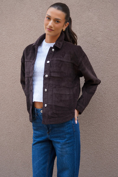 Jamie Corduroy Jacket-Chocolate Brown- Vero Moda