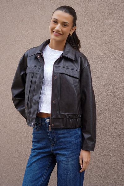 Melle Faux Leather Jacket- Only