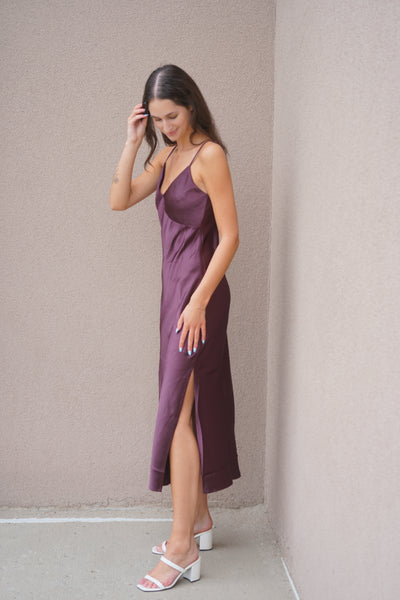 Cherry Satiny Slip Dress
