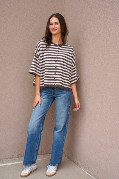 Georgia Stripe Short Sleeve Cardi