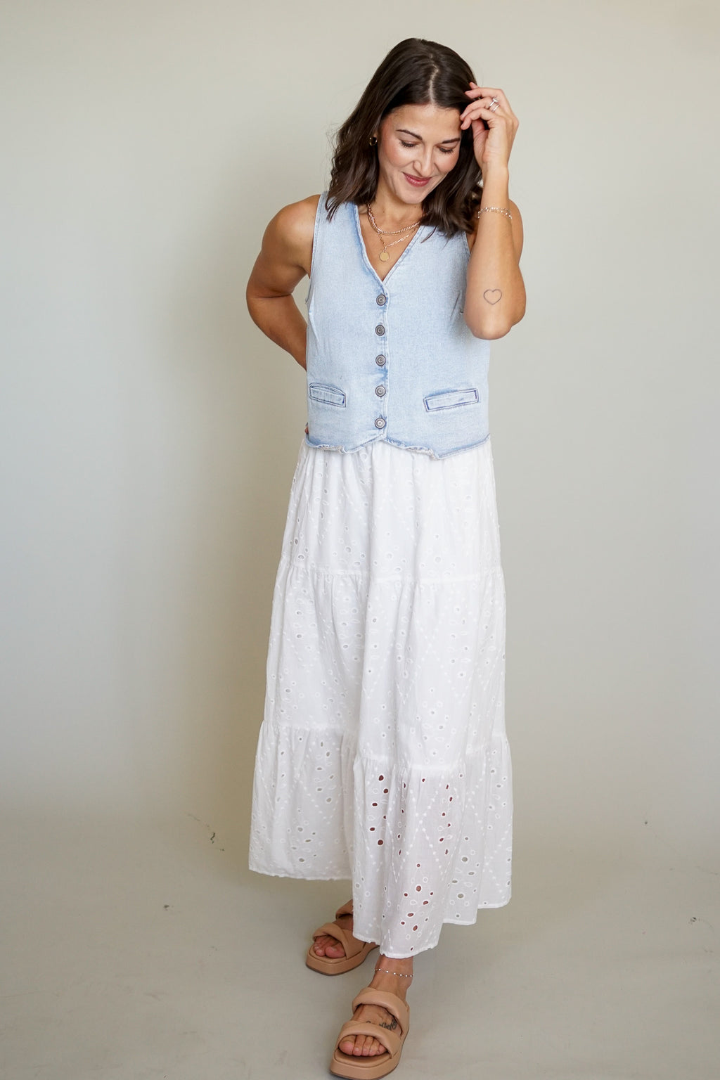 Embroidered Eyelet Maxi Skirt -Room 34