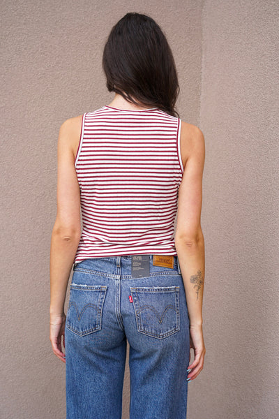 Striped Button Sleeveless Top