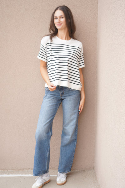 Riley Stripe Top- Blk Stripe