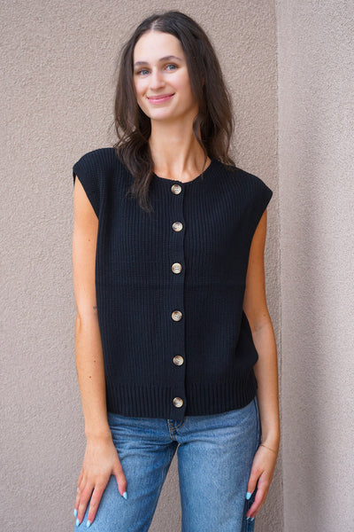 Kai Sleeveless Cardi-Black