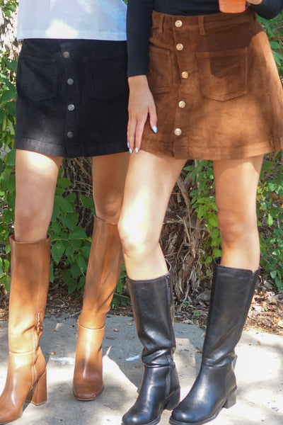 Amazing Cord Skirt- Black-Only - Uforia Muse 