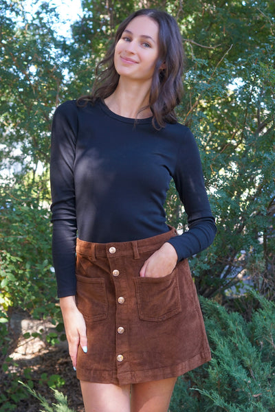 Amazing Cord Skirt- Bison-Only - Uforia Muse 