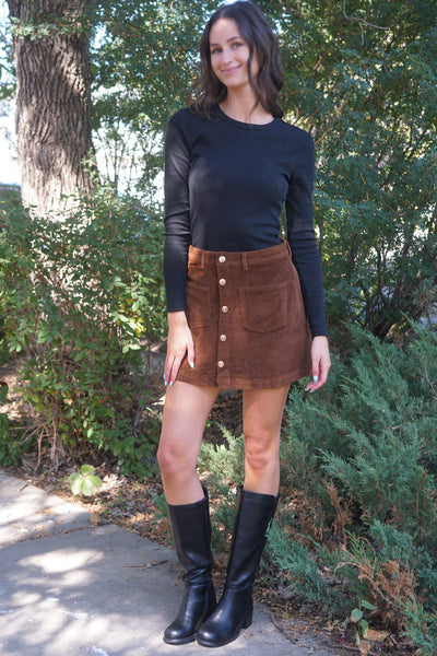 Amazing Cord Skirt- Bison-Only - Uforia Muse 