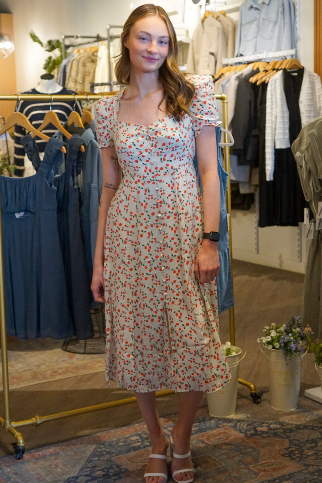 Lala Dress-white- Pink Martini