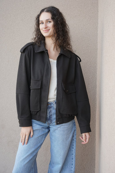 Mikaya Vegan Leather Bomber w/ Removable Fur- RD Style