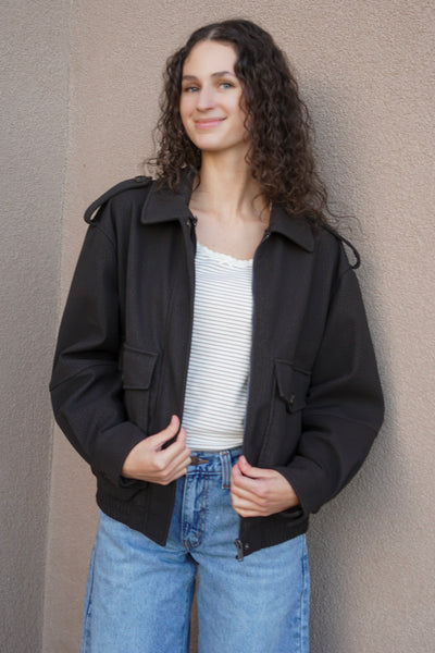 Mikaya Vegan Leather Bomber w/ Removable Fur- RD Style