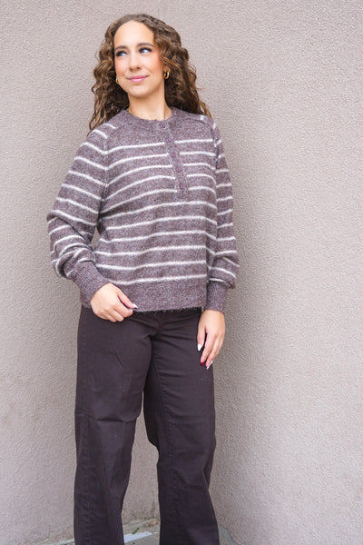 Suavia Henley Stripe Sweater-RD Style