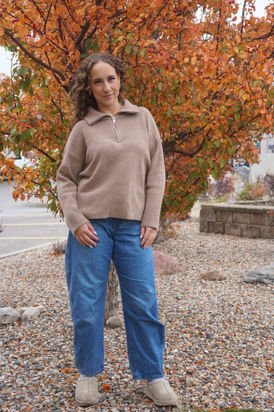 Verity 3/4 Zip Sweater-Pink Martini