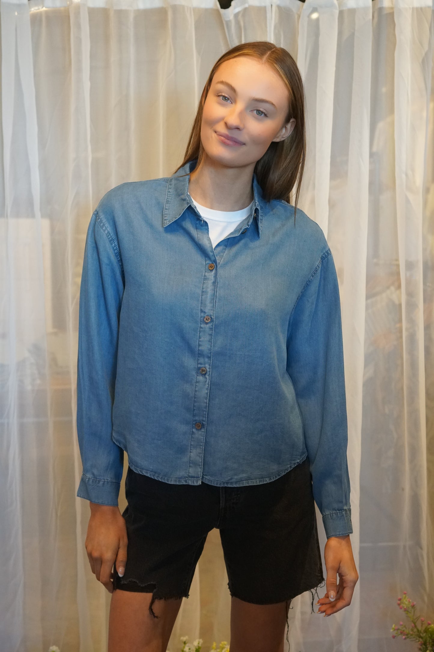 Charis Shirt-Med Blue- Only