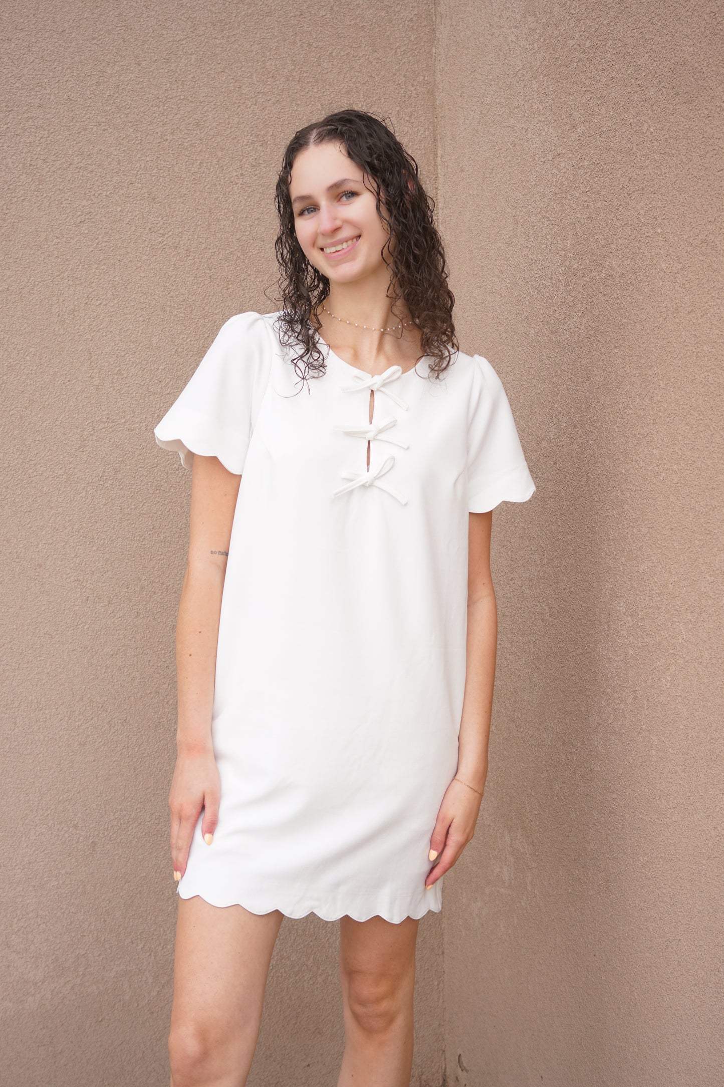 Zelda Bow Dress - White - She & Sky