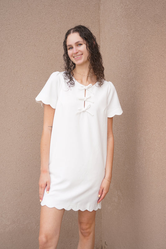 Zelda Bow Dress - White - She & Sky