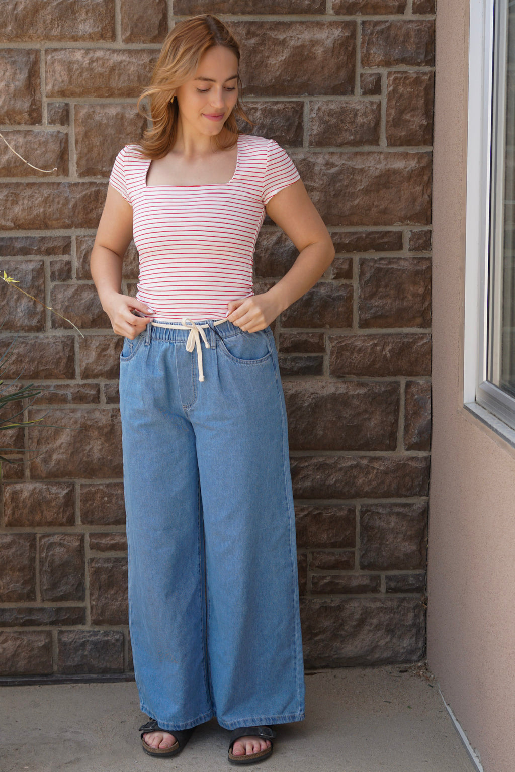 Becca Striped Tee-Red