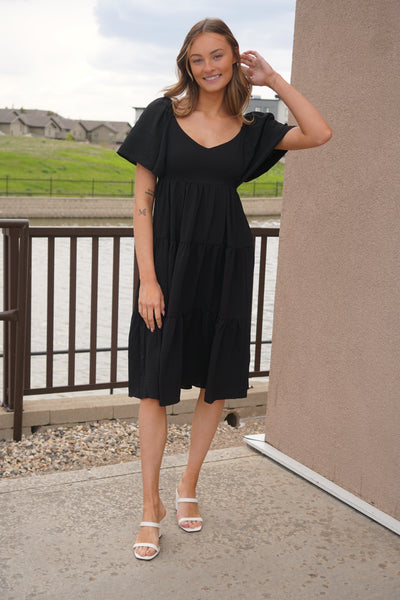 Tallulah Tier Dress- Black - Uforia Muse 