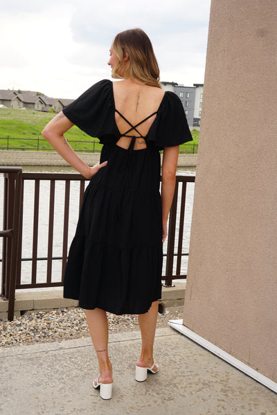 Tallulah Tier Dress- Black - Uforia Muse 