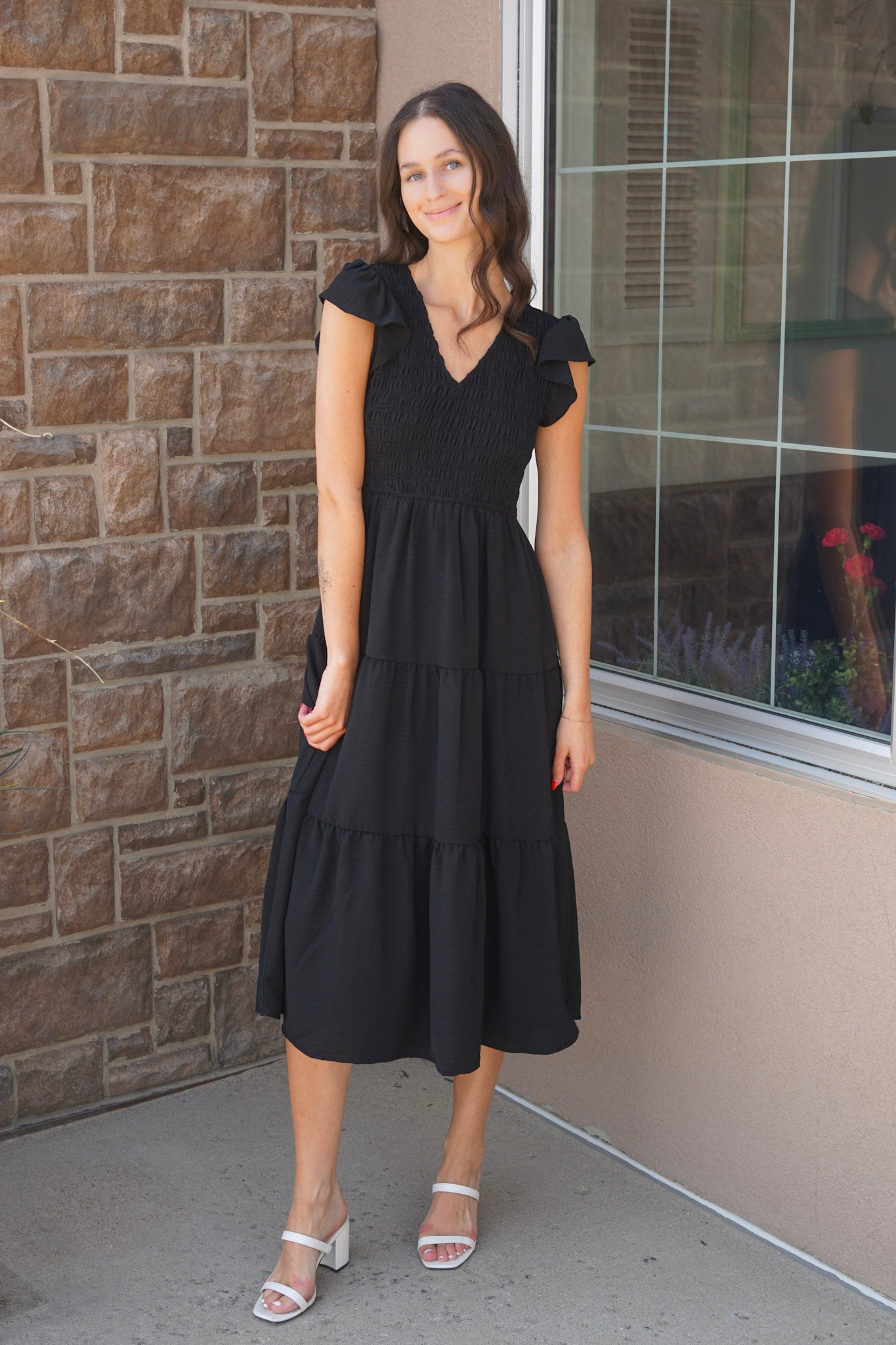 Flutter Sleeve Midi Dress - 2 colours