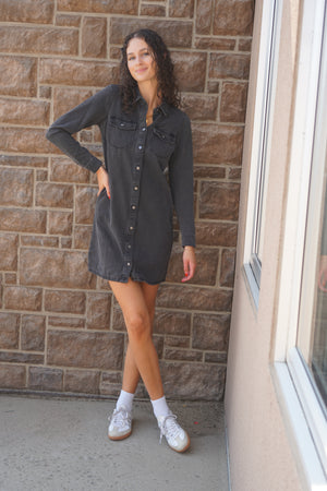 Jennie LS Denim Dress-BLK-Vero Moda