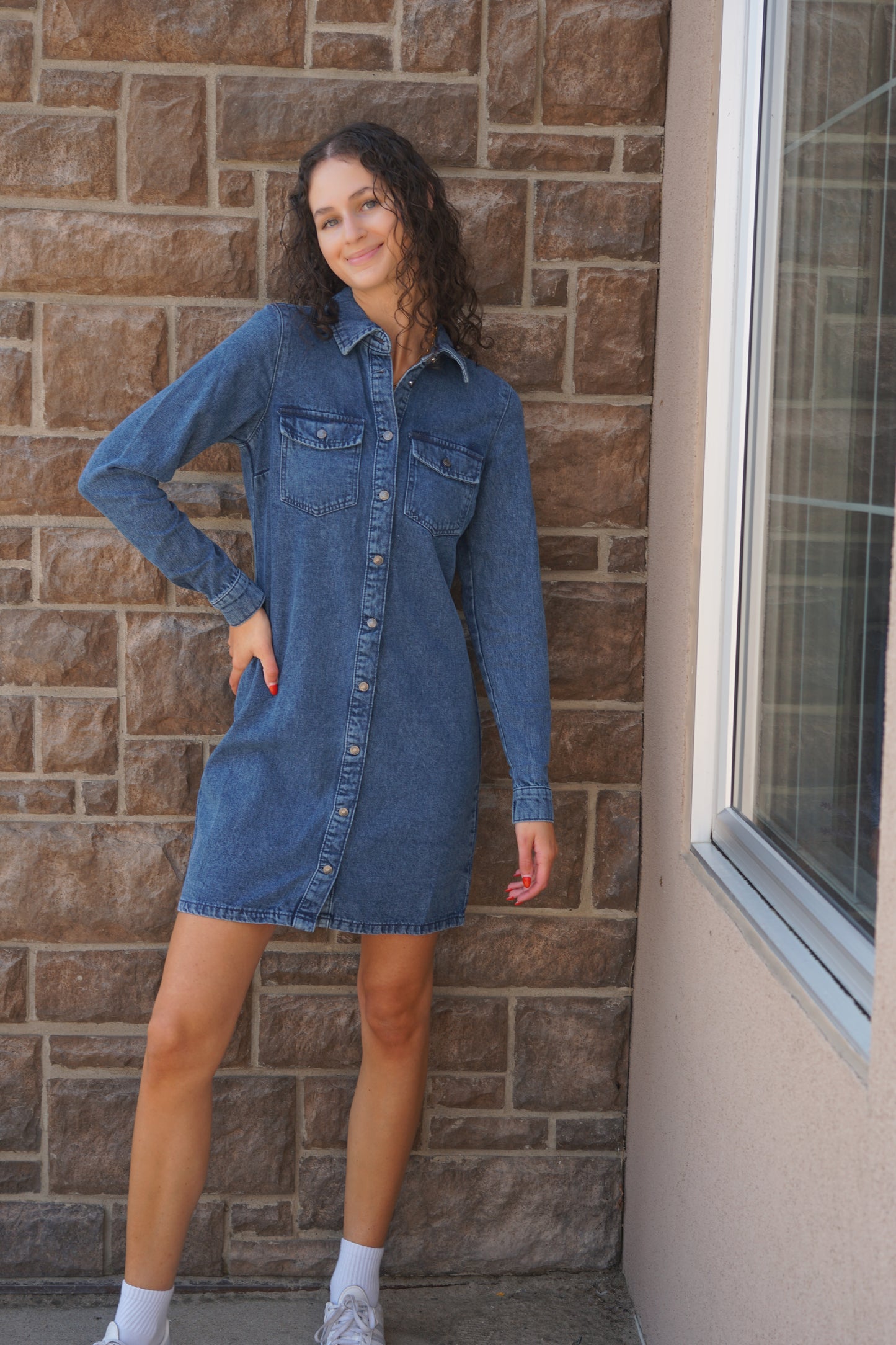 Jennie LS Denim Dress-Vero Moda