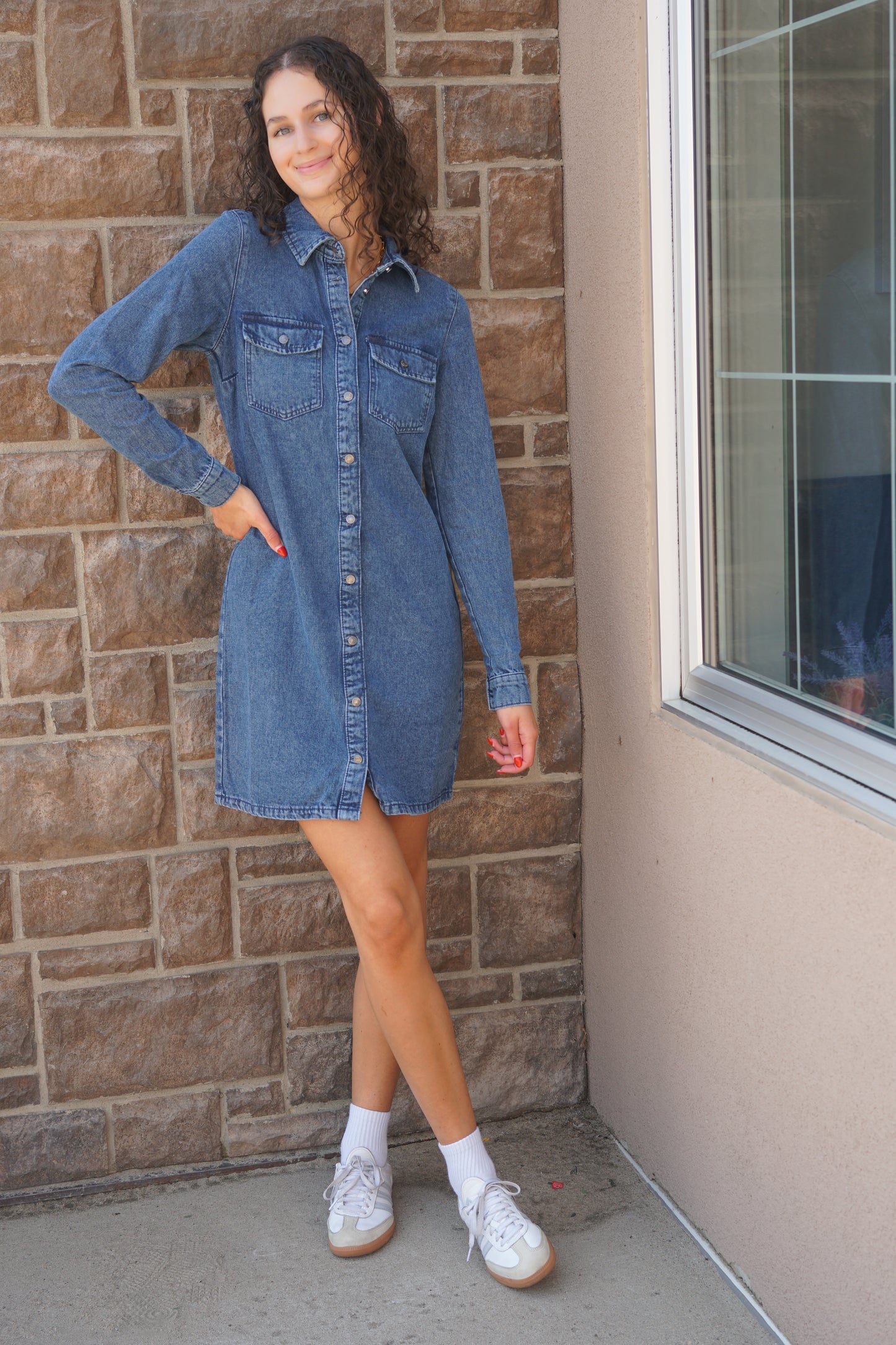 Jennie LS Denim Dress-Vero Moda