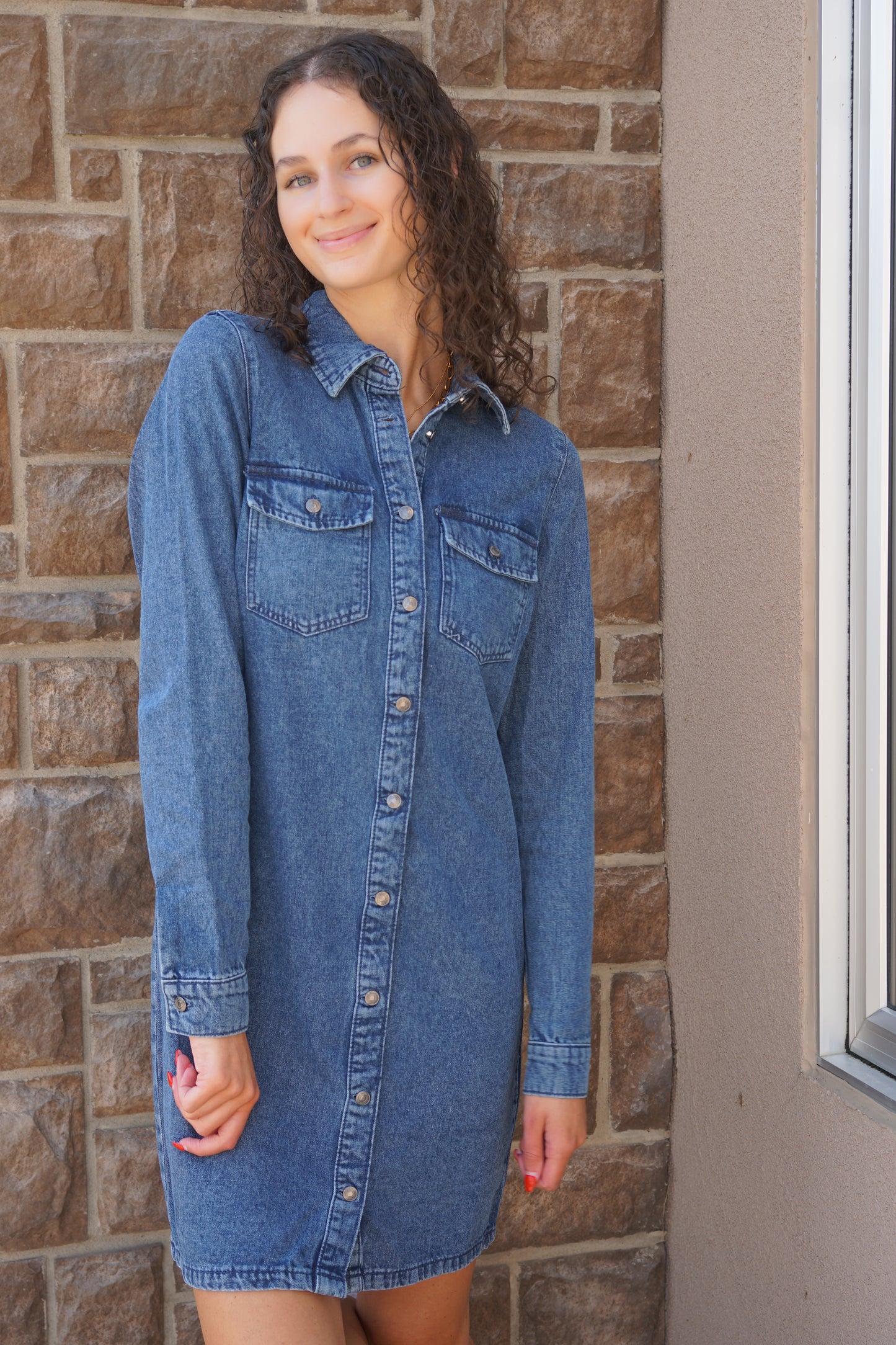 Jennie LS Denim Dress-Vero Moda