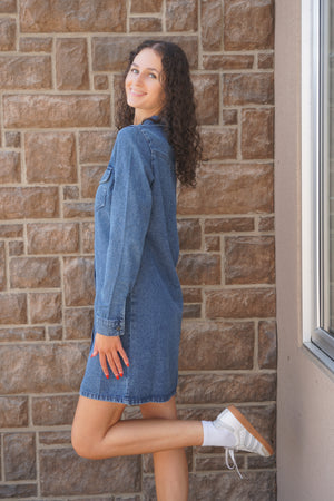 Jennie LS Denim Dress-Vero Moda