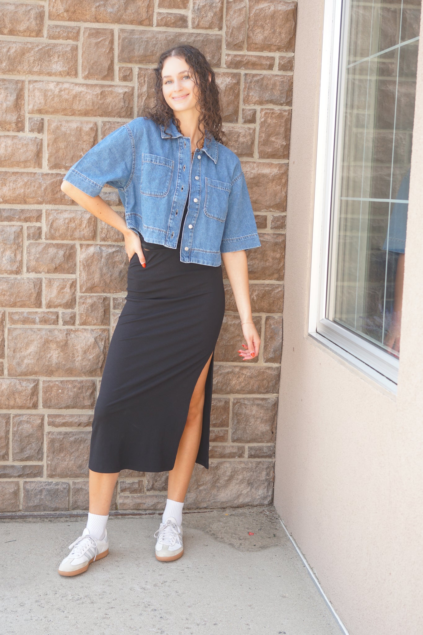 Cleo Crop Denim Shirt-Only