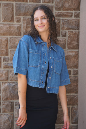 Cleo Crop Denim Shirt-Only