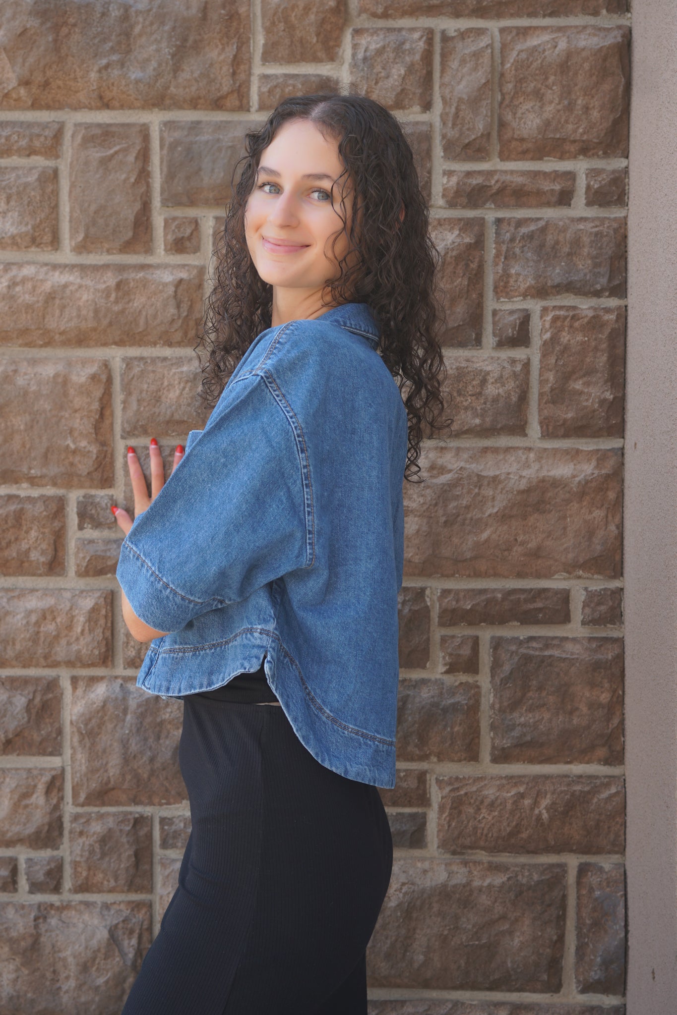 Cleo Crop Denim Shirt-Only