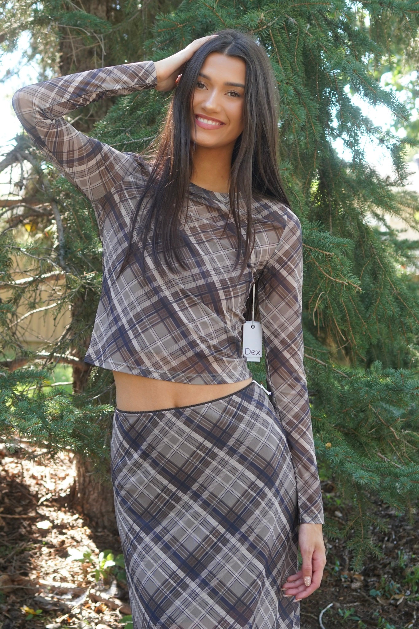 Neutral Plaid Top- Dex