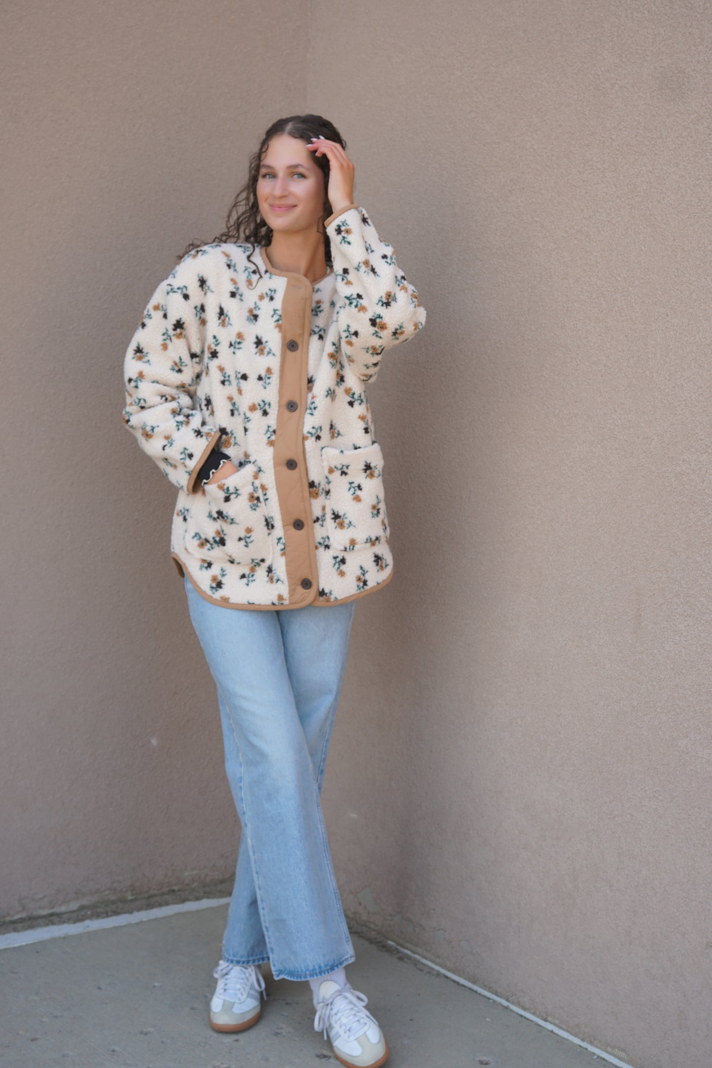 Sophia Sherpa Button Jacket- Rd Style