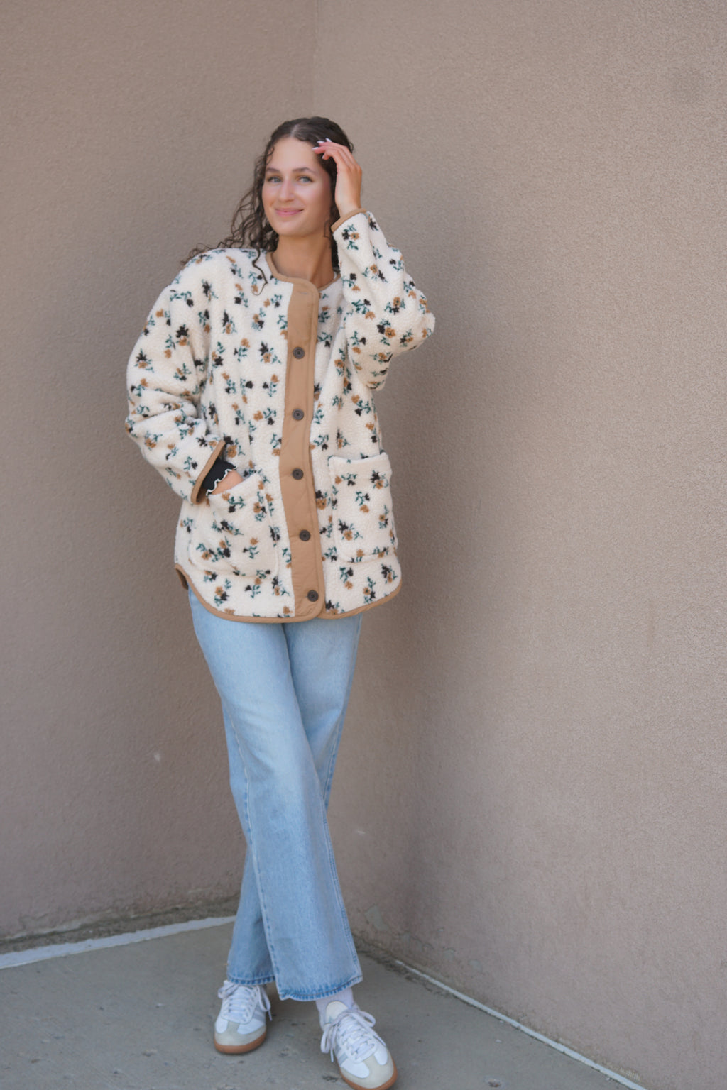 Sophia Sherpa Button Jacket- Rd Style