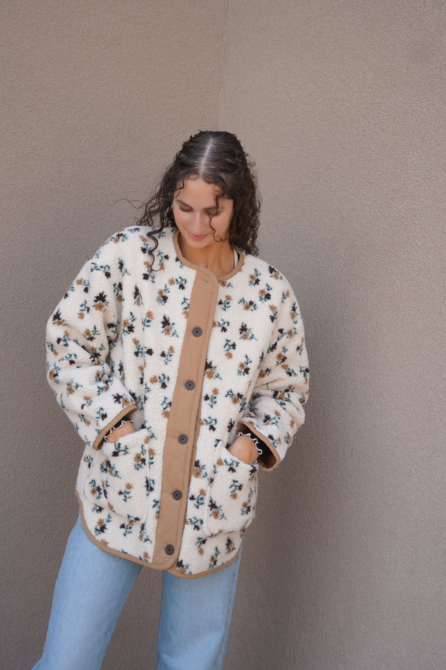 Sophia Sherpa Button Jacket- Rd Style