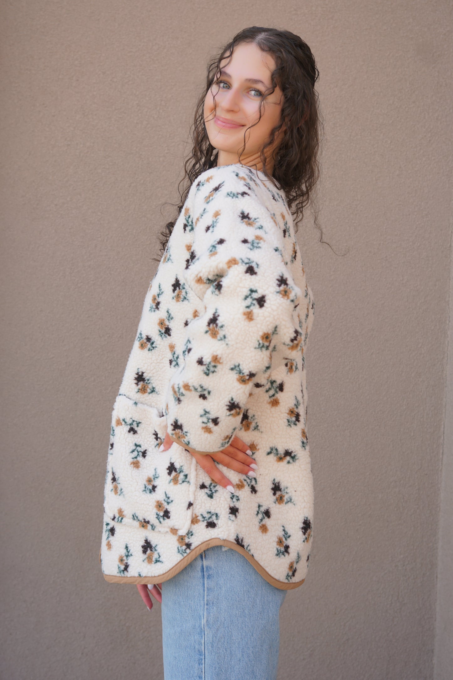 Sophia Sherpa Button Jacket- Rd Style