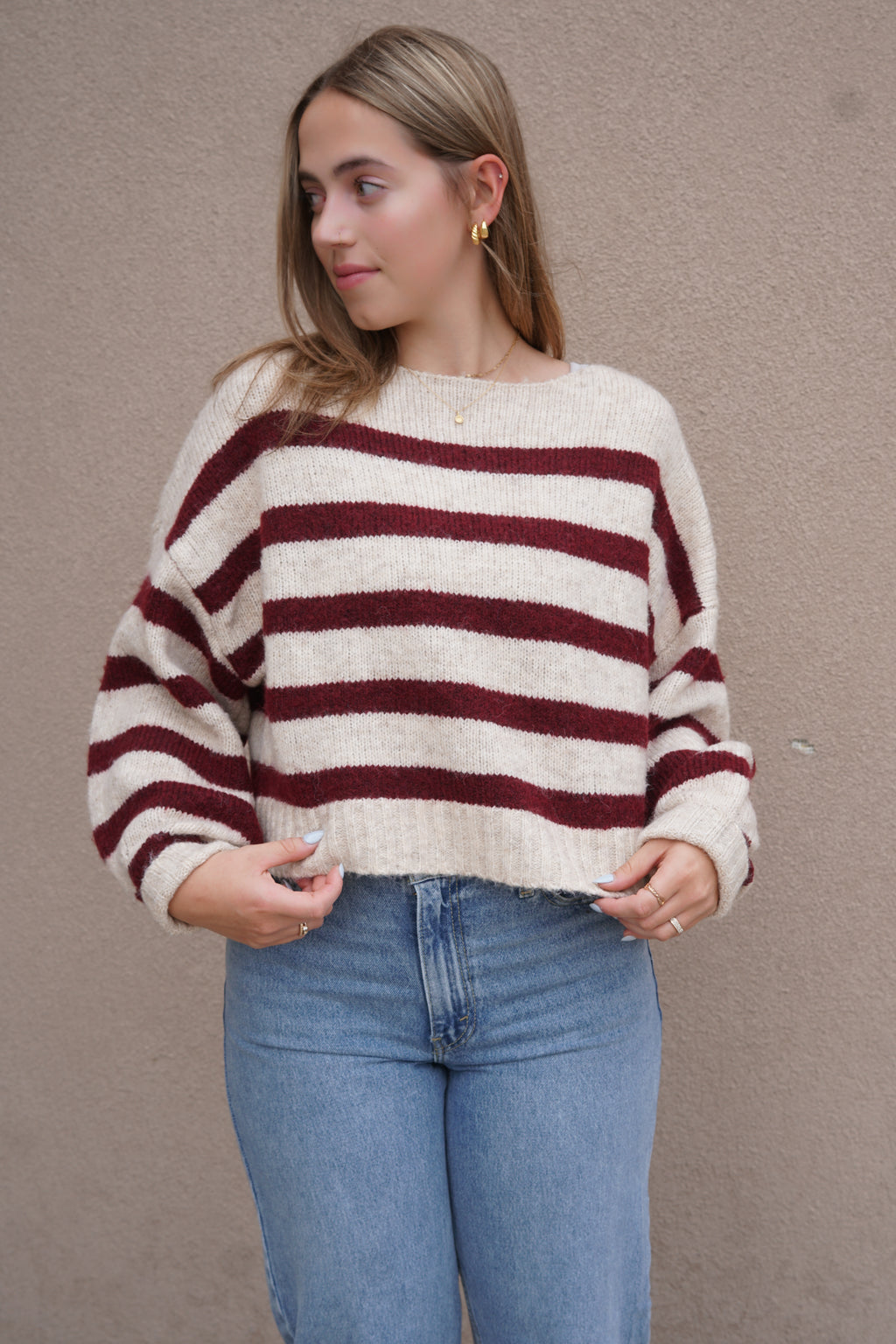 Aya Boatneck Sweater-Oatmeal- Only