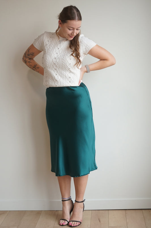 Enchantment Midi Skirt-Emerald