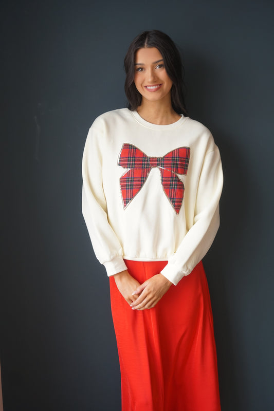 Plaid Bow Sweatshirt