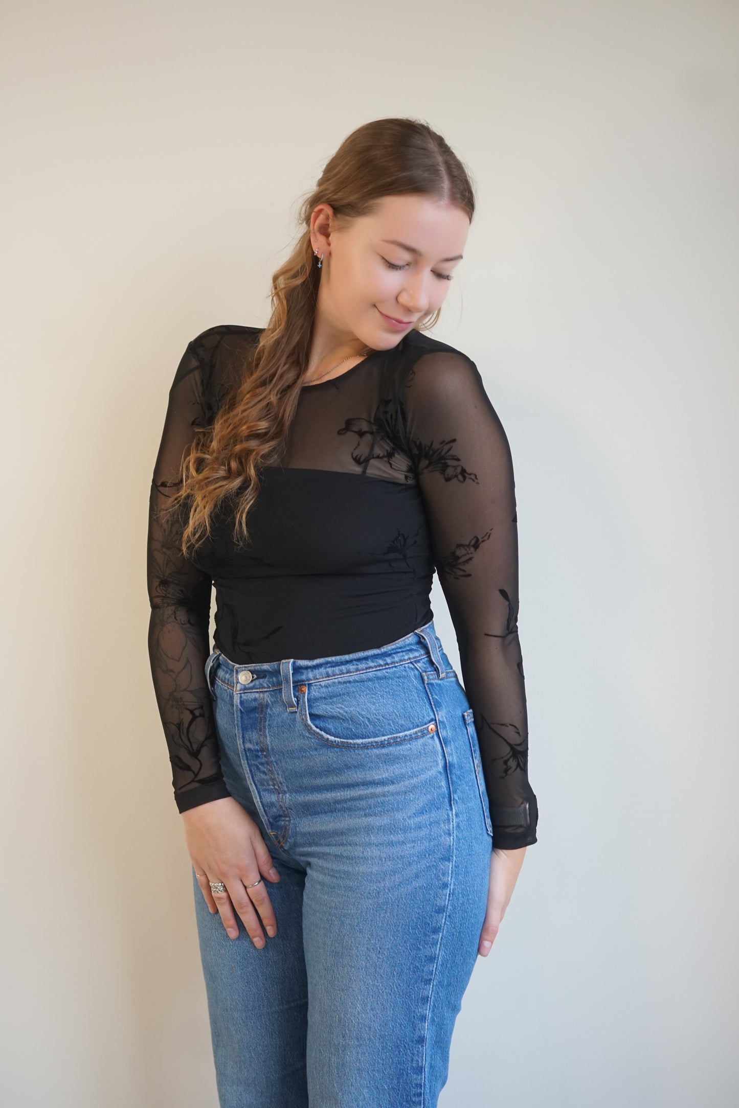 Burnout Sheer Bodysuit-Dex