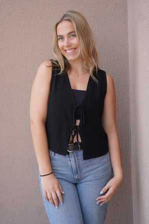 Tobi Tie Top -Black