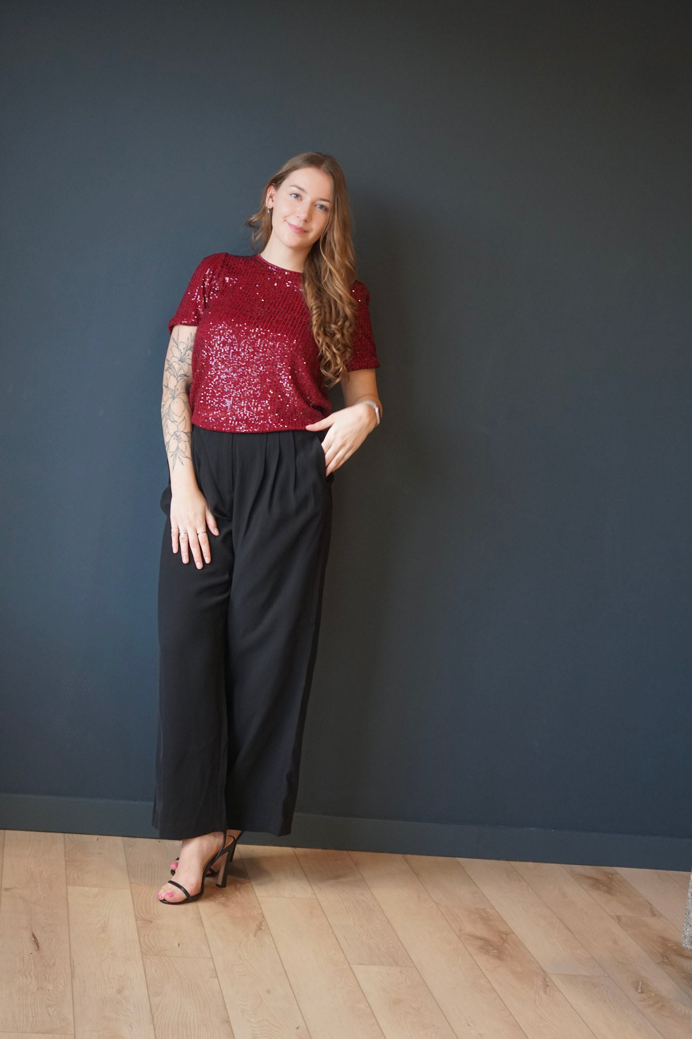 Lana Sequin Top-Wine-Only