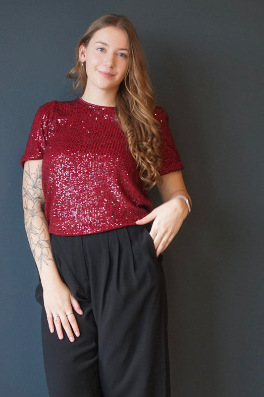 Lana Sequin Top-Wine-Only