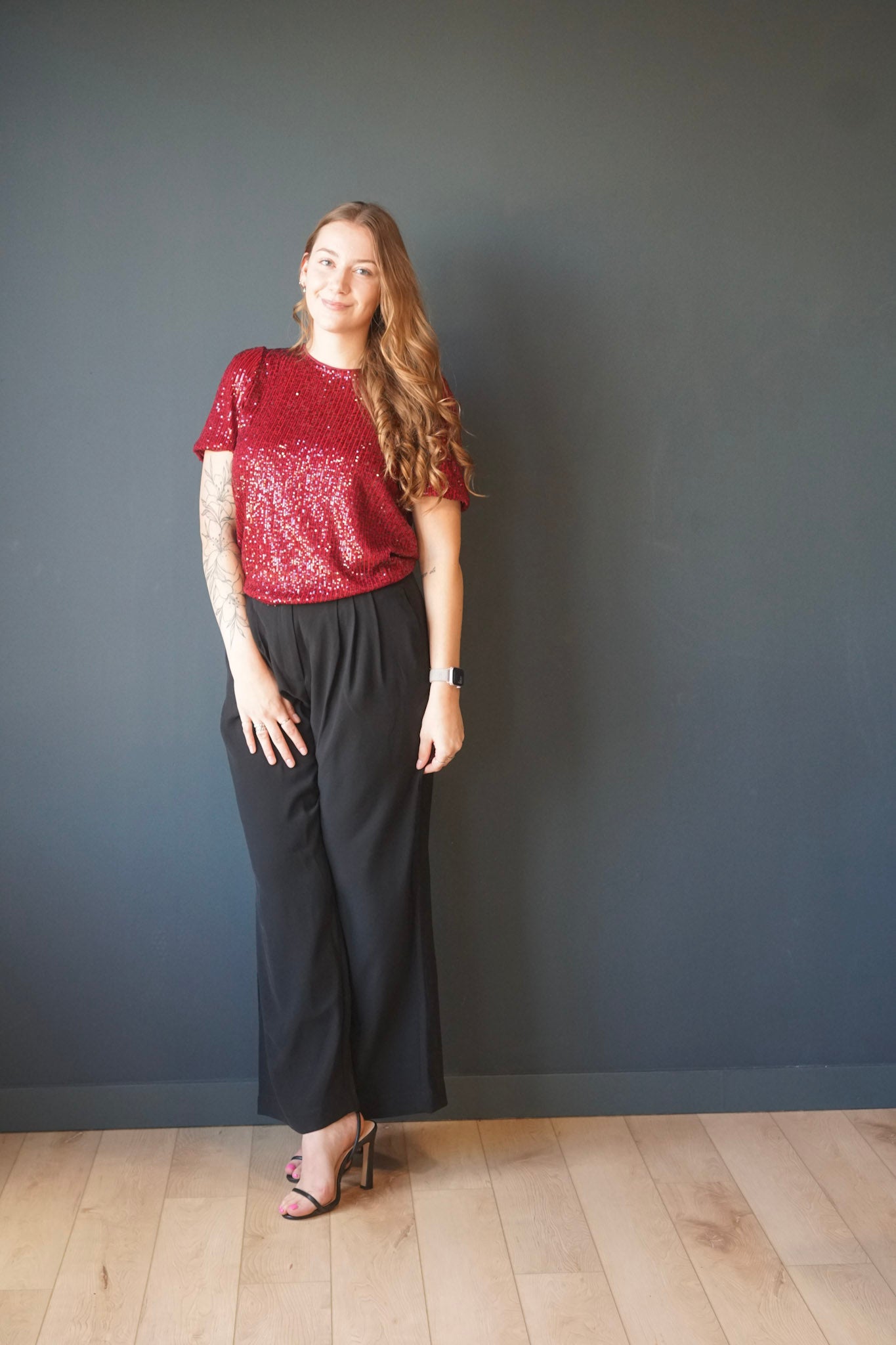 Lana Sequin Top-Wine-Only