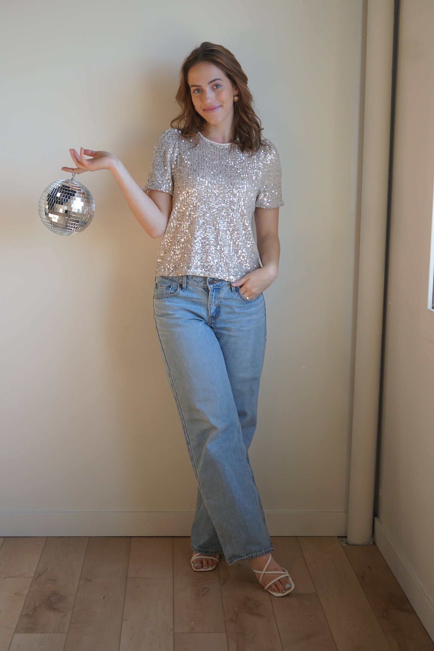 Lana Sequin Top-Stone-Only