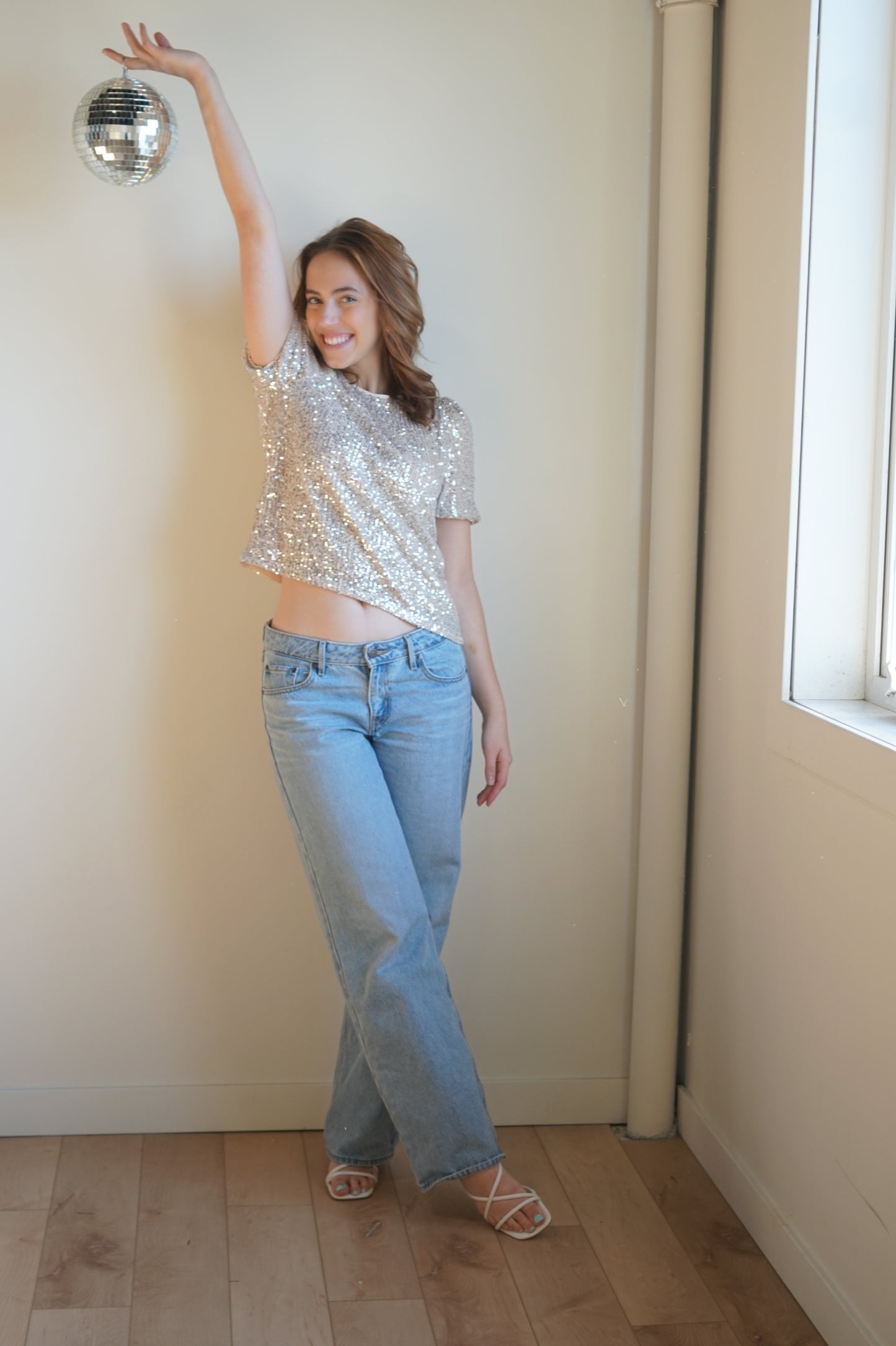 Lana Sequin Top-Stone-Only