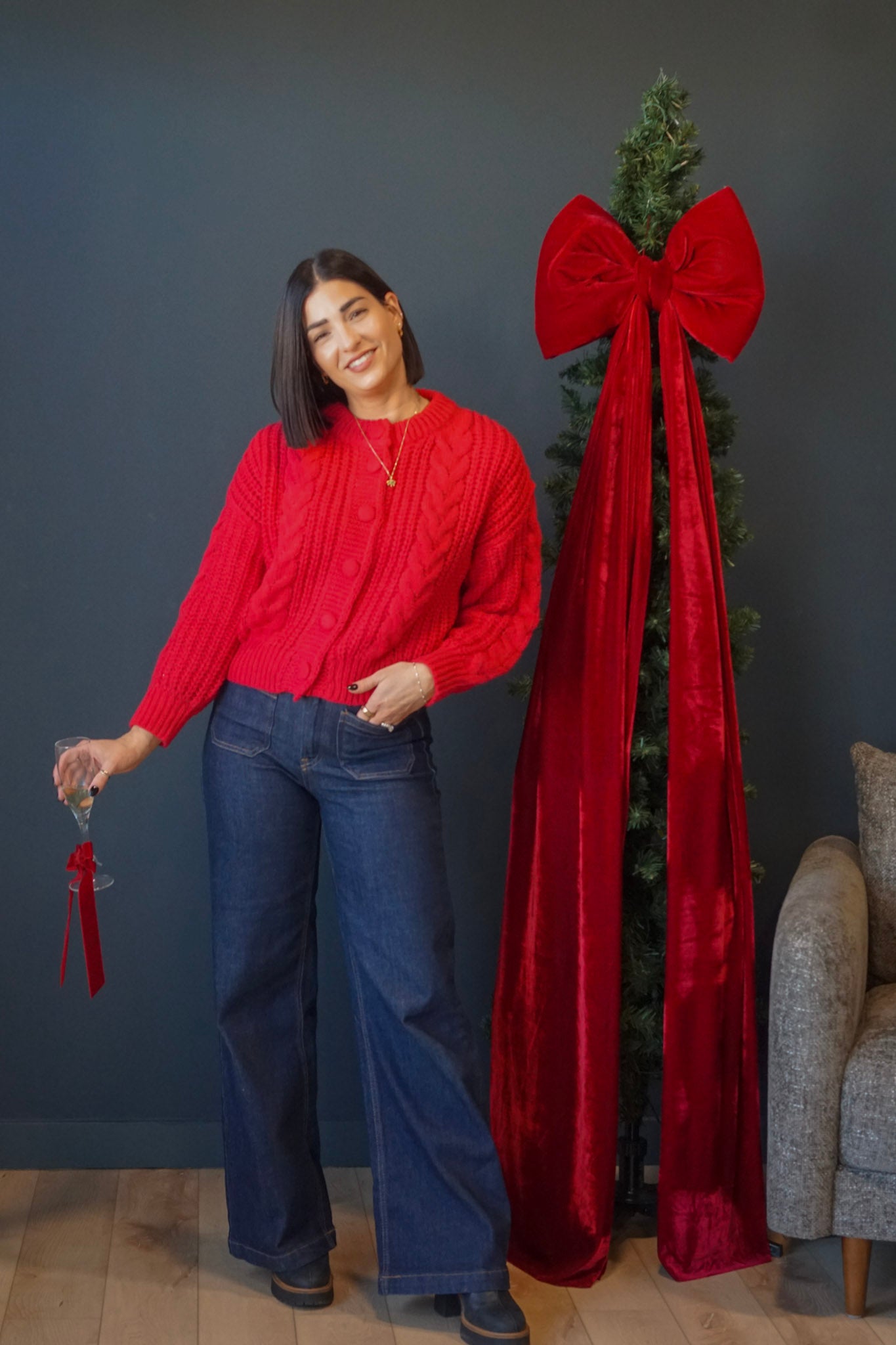 Candy Cane Cardi-Scarlet-Shop Teach