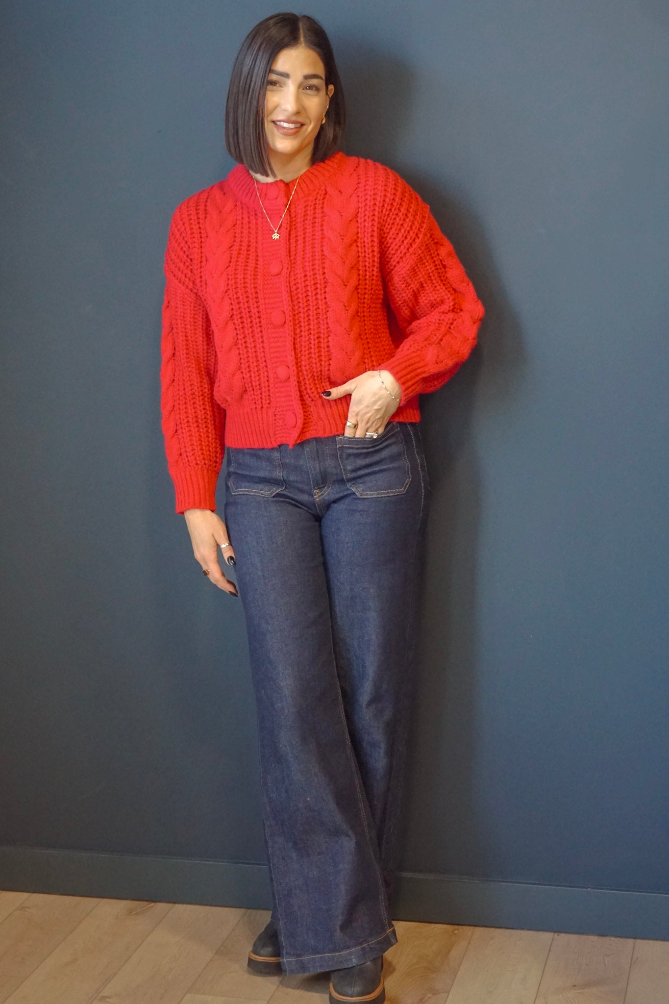 Candy Cane Cardi-Scarlet-Shop Teach