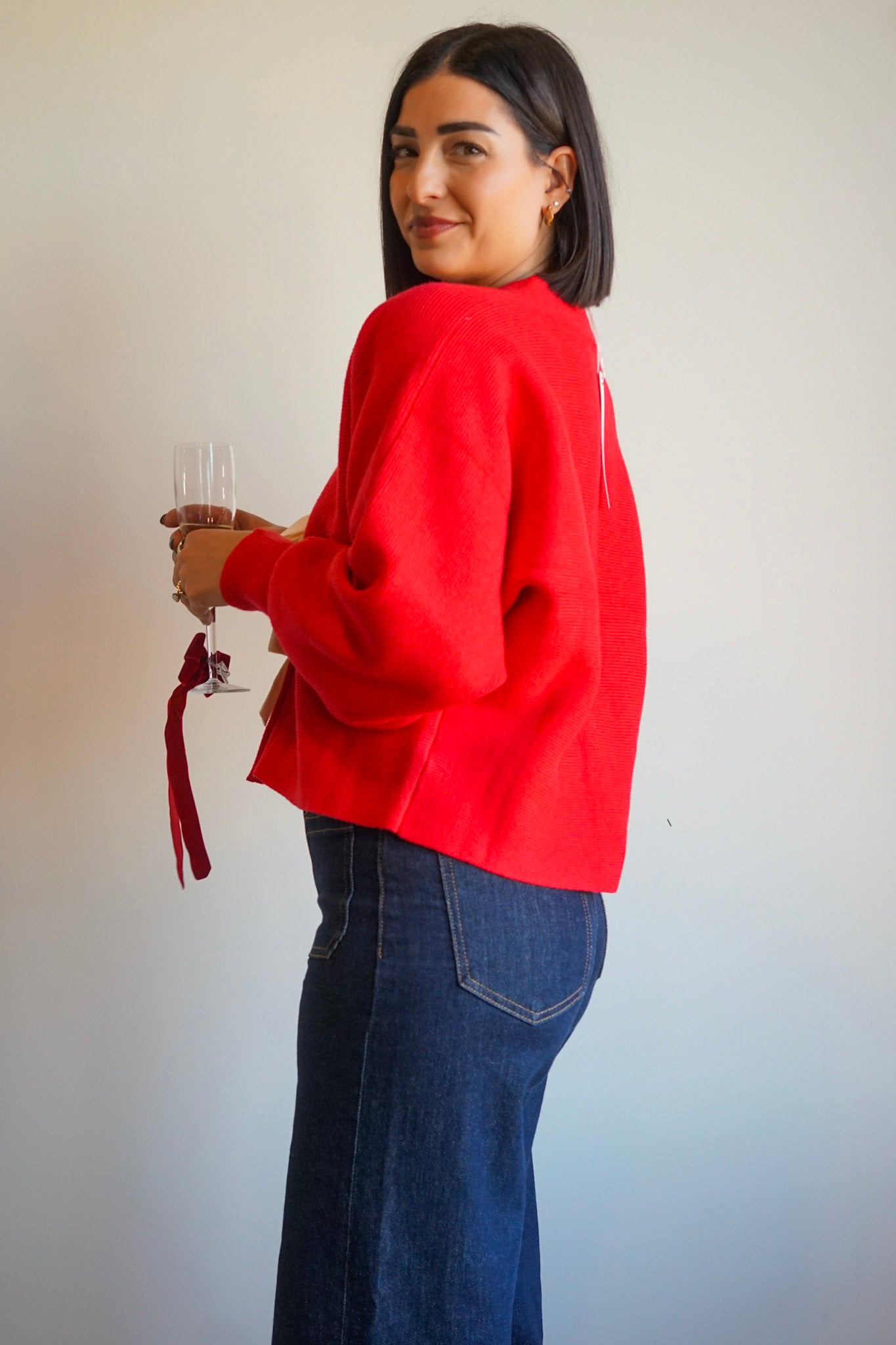 Bows Cardi-Crimson-Shop Teach