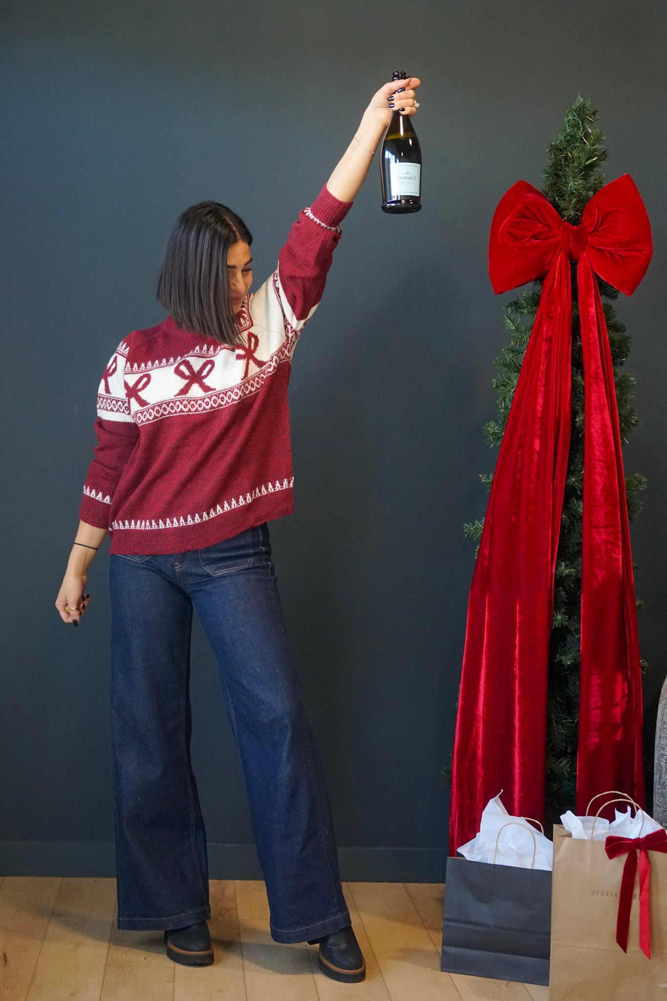 Fair Isle Sweater-Dark Cherry- Shop Teach